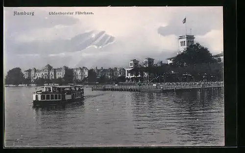 AK Hamburg, Uhlenhorster Fährhaus mit Dampfer