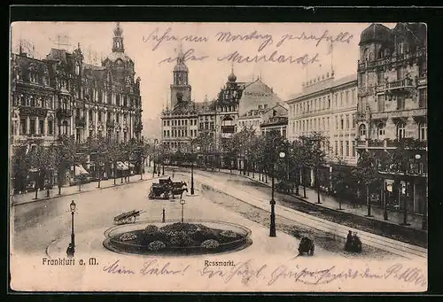 AK Frankfurt a. M., Rossmarkt mit Pferdekutschen