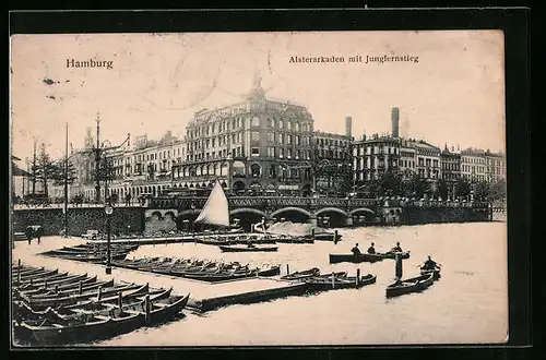 AK Hamburg, Alsterarkaden mit Jungfernstieg