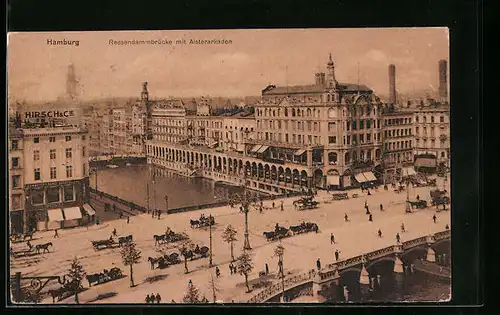 AK Hamburg, Reesendammbrücke mit Alsterarkaden