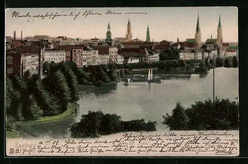 AK Hamburg-St.Georg, An der Alster aus der Vogelschau