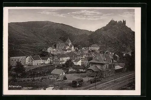 AK Altenahr, Ortsansicht mit Gleisen