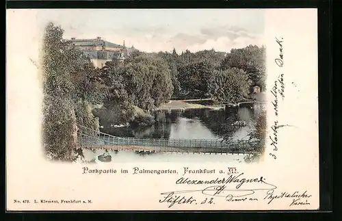 AK Frankfurt-Westend, Parkpartie im Palmengarten