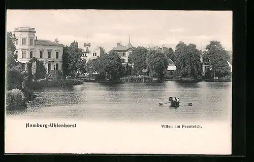 AK Hamburg-Uhlenhorst, Villen am Feenteich