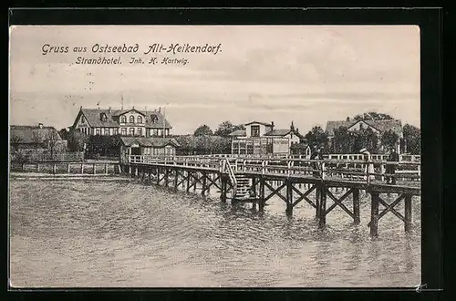 AK Alt-Heikendorf, Strandhotel und Seebrücke