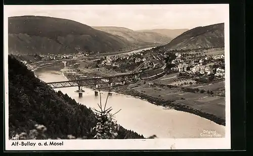 AK Alf-Bullay /Mosel, Panoramablick auf die Orte und ins Moseltal