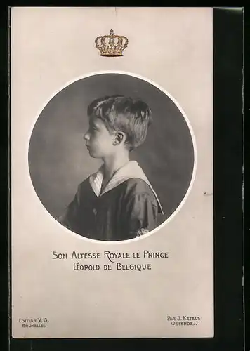 AK Portraitansicht von Prinz Léopold von Belgien im Profil