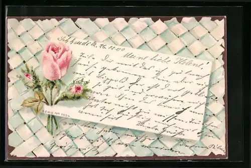 Künstler-AK Rosa Blüte mit Knospen