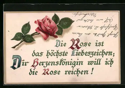 Präge-AK Die Rose ist das höchste Liebeszeichen, Grüsse mit Rosenzweig