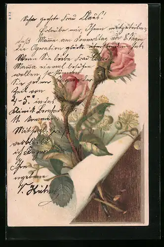 Künstler-AK Rosenzweige mit Knospen