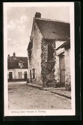 AK Corbeny, Durch eine Granate zerstörtes Gebäude