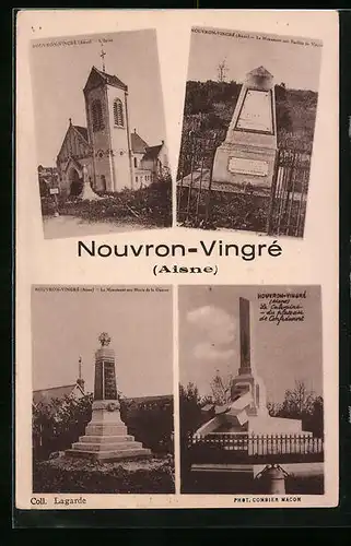 AK Nouvron-Vingré, L`Église, La Monument aux Morts de la Guerre