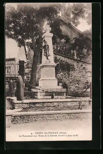 AK Chery-lès-Pouilly, Le Monument aux Morts de la Grande Guerre