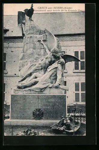 AK Crezy-sur-Serre, Monument aux Morts de la Grande Guerre