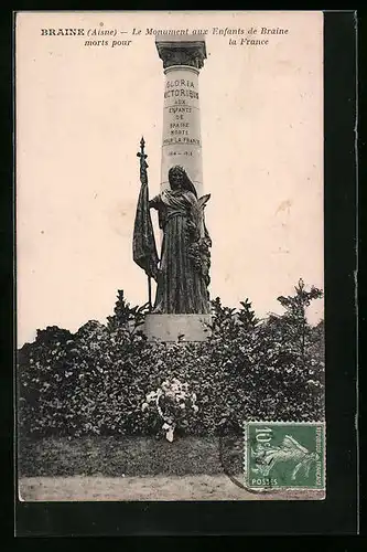 AK Braine, Le Monument aux Enfants de Braine morts pour la France