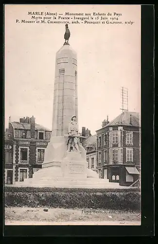 AK Marle, Monument aux Enfants du Pays Morts pour la France