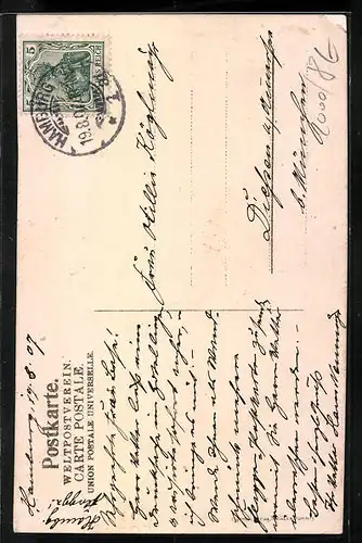 Künstler-AK Hamburg, Fahne mit Stadtwappen