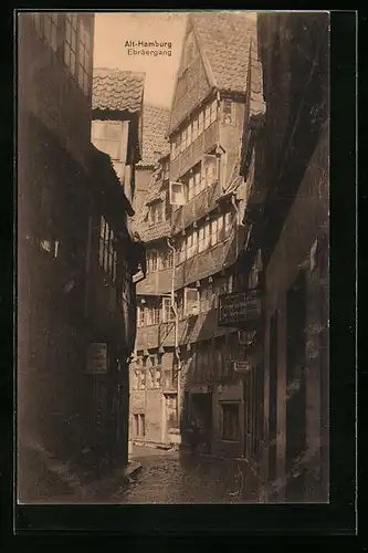 AK Hamburg, Strasse Ebräergang mit Gasthaus