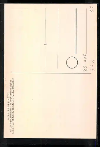 Künstler-AK sign. H. Moritz: 48 bergmännische Begriffe karikiert, aus Lustige Gezähekiste, Bild 15: Ess-Brikett