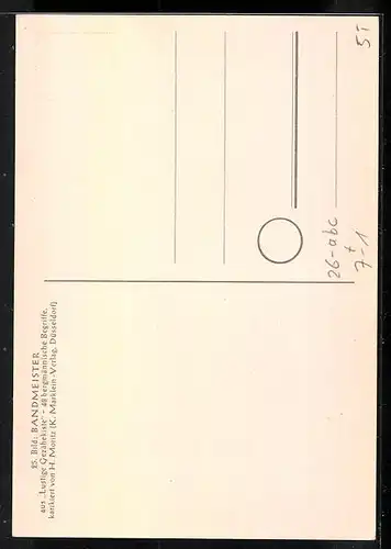 Künstler-AK sign. H. Moritz: 48 bergmännische Begriffe karikiert, aus Lustige Gezähekiste, Bild 25: Bandmeister