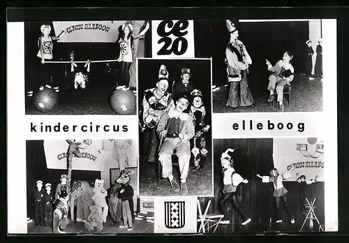 AK Amsterdam, Kindercircus Elleboog, Artisten beim Aufritt zum 20. Jubiläum