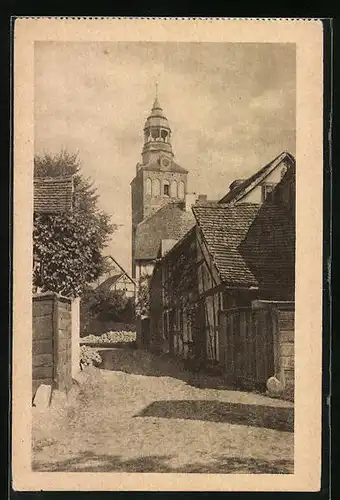 AK Drossen, Strassenpartie an der Jakobikirche