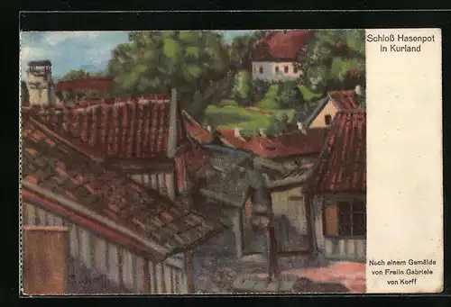 Künstler-AK Hasenpot /Kurland, Schloss Hasenpot