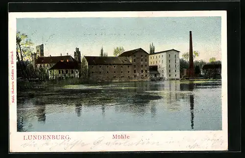 AK Lundenburg, Mühle vom Wasser aus gesehen