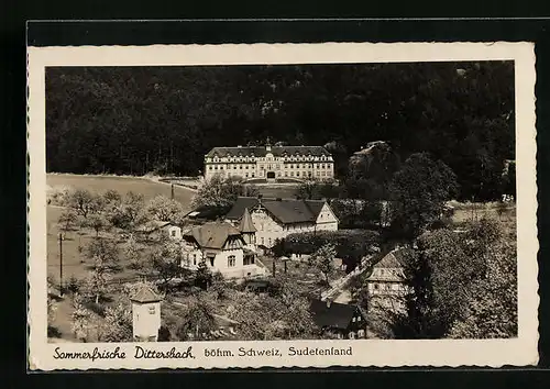 AK Dittersbach, Ortsansicht aus der Vogelschau