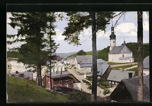 AK Zeidler i. B., Teilansicht mit Kirche