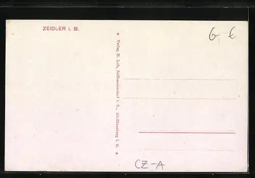 AK Zeidler i. B., Teilansicht mit Kirche