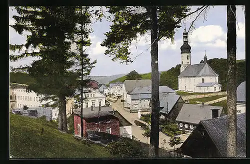 AK Zeidler i. B., Teilansicht mit Kirche