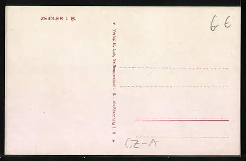 AK Zeidler i. B., Teilansicht mit Kirche