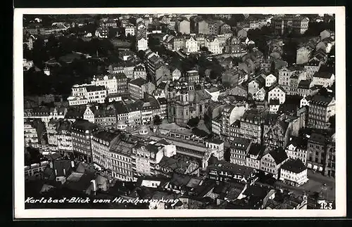 AK Karlsbad, Blick vom Hirschensprung auf die Stadt