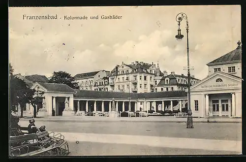 AK Franzensbad, Kolonnade und Gasbäder