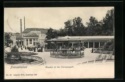 AK Franzensbad, Kurplatz bei der Franzensquelle