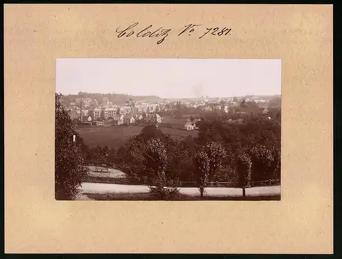 Fotografie Brück & Sohn Meissen, Ansicht Colditz, Blick auf die Stadt mit Werkshalle