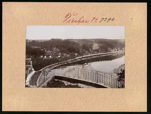 Fotografie Brück & Sohn Meissen, Ansicht Diesbar a. Elbe, Blick auf die Elbe mit Dampfer vom bösen Bruder aus gesehen