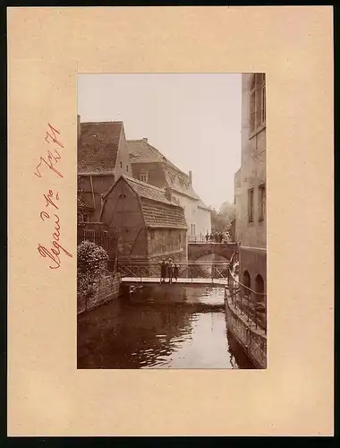Fotografie Brück & Sohn Meissen, Ansicht Pegau, Kinder auf der Brücke am Mühlgraben