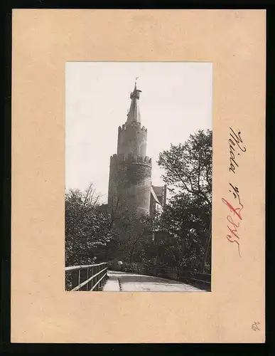 Fotografie Brück & Sohn Meissen, Ansicht Weida, Blick auf den Turm des Schloss Osterburg