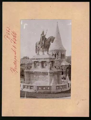 Fotografie Brück & Sohn Meissen, Ansicht Budapest, Blick auf das Denkmal des Königs Stephan