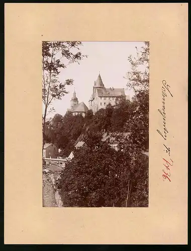 Fotografie Brück & Sohn Meissen, Ansicht Schwarzenberg i. Erzg., Teilansicht der Stadt mit Blick zum Schloss