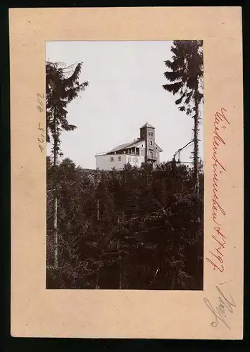 Fotografie Brück & Sohn Meissen, Ansicht Mückenberg i. Böhmen, Blick auf das Hotel Mückentürmchen