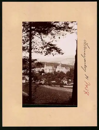 Fotografie Brück & Sohn Meissen, Ansicht Schwarzenberg i. Erzg., Blick auf das Schloss und die Kirche