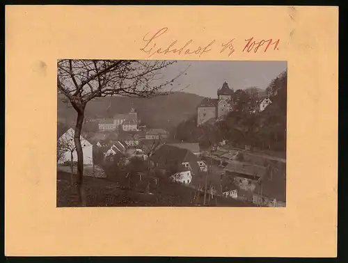 Fotografie Brück & Sohn Meissen, Ansicht Liebstadt i. S., Blick in den Ort mit Burg