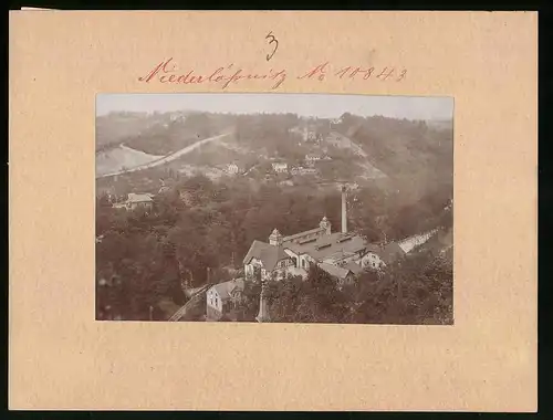 Fotografie Brück & Sohn Meissen, Ansicht Niederlössnitz, Fabrikanlage am Ortsrand