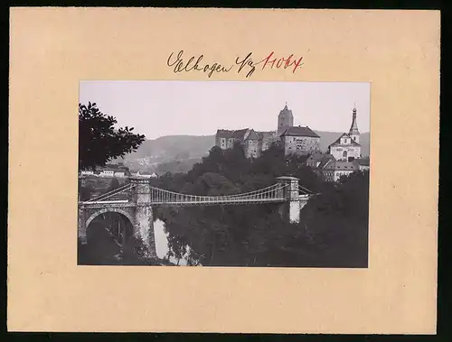 Fotografie Brück & Sohn Meissen, Ansicht Elbogen, Schloss mit Kettenbrücke
