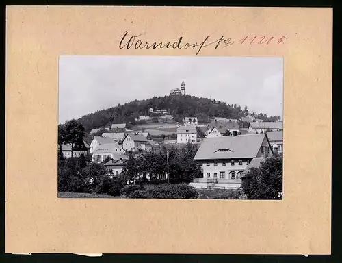 Fotografie Brück & Sohn Meissen, Ansicht Warnsdorf i. B., Ortsansicht mit Blick zur Burgbergwarte