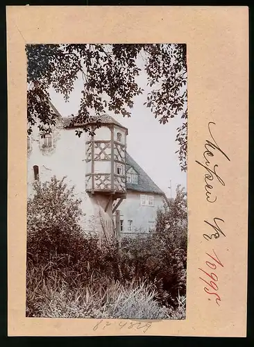 Fotografie Brück & Sohn Meissen, Ansicht Meissen, Blick auf den Erker Freiheit Nr. 6, ehemaliger Domherrenhof