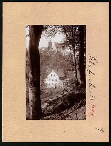 Fotografie Brück & Sohn Meissen, Ansicht Scharfenstein, Blick vom Wald auf das Schloss